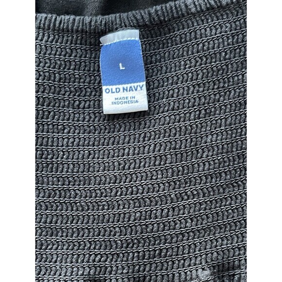 Old Navy Midi Dress Women Linen Blend Classic Black Smocked Back Shift Sz L New - Picture 10 of 10